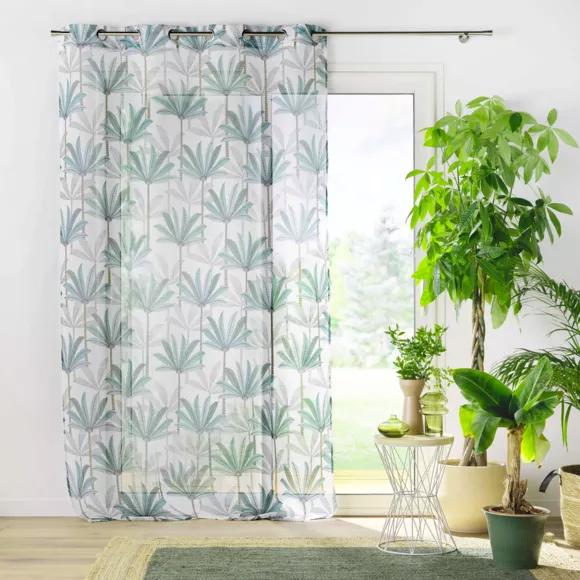 PANNEAU A OEILLETS 140 x 280 CM VOILE SABLE IMPRIME OASIS