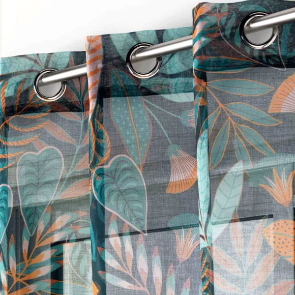 PANNEAU A OEILLETS 140 x 280 CM VOILE SABLE IMPRIME TILDA VERT