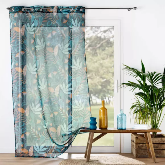 PANNEAU A OEILLETS 140 x 280 CM VOILE SABLE IMPRIME TILDA VERT