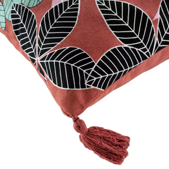 Funda de cojín en algodón con pompones (40 x 40 cm) Wallis Rosa