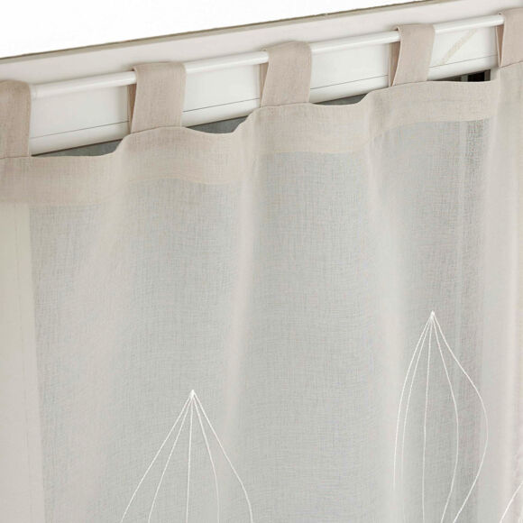 PAIRE DROITE PASSANTS 2 x 60 x 90 CM VOILE SABLE BRODE GALACTEE TAUPE