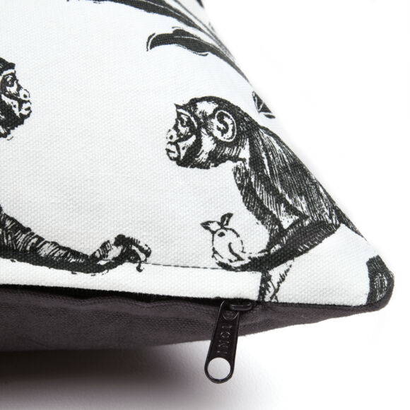 Funda de cojín cuadrada en algodón (40 x 40 cm) Macaco Negro