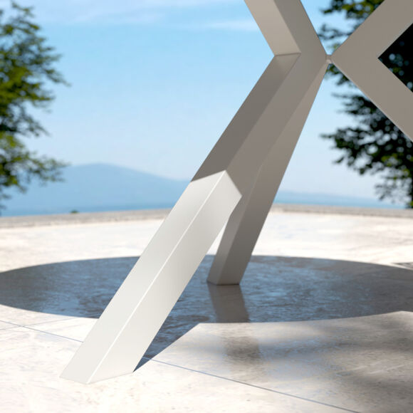 Mesa de jardín 6 personas Aluminio/Cerámica Kore (D120 cm) - Blanco/Gris claro