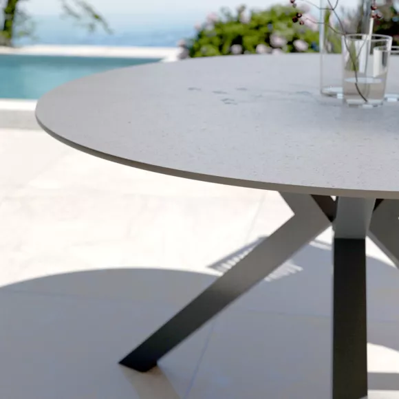 Tuintafel 6 zitplaatsen Aluminium/Keramiek Kore (D120 cm) - Antraciet grijs