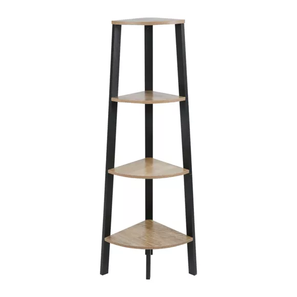 Estante de esquina 4 niveles H125 cm Madera y en metal Negro