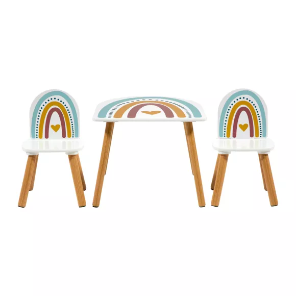 Mesa y 2 sillas para niños en madera Arc en ciel Multicolor