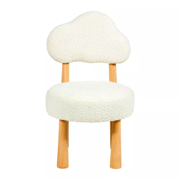 Stoel hout bouclette (35 cm) Odette Wit