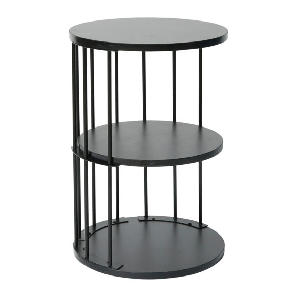 Mesa de apoyo redonda 3 niveles en metal (H50 cm) Negro