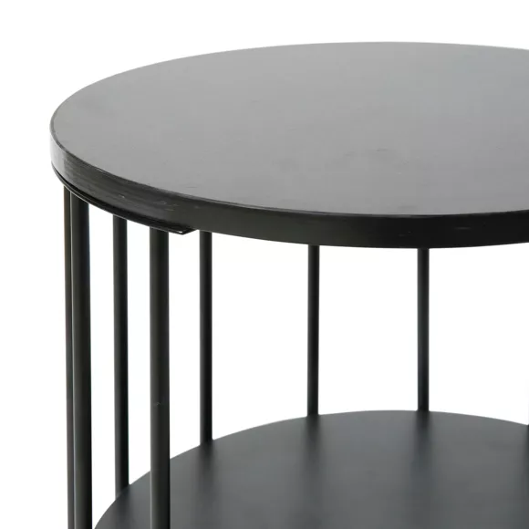 Mesa de apoyo redonda 3 niveles en metal (H50 cm) Negro