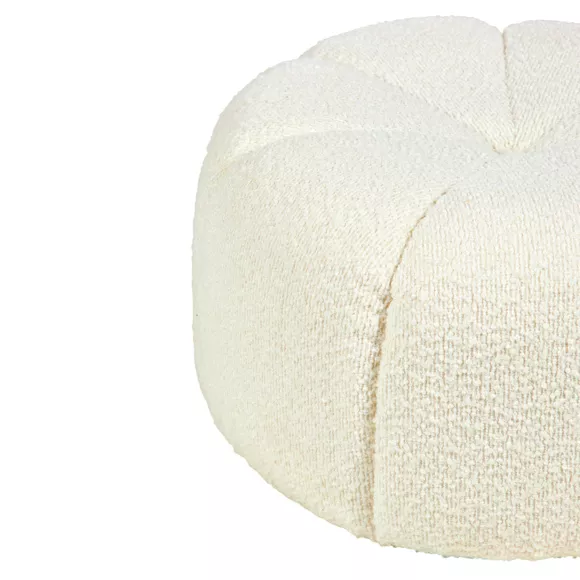 POUF BOIS POLYESTER BLANC POLA Dim : l40xH22xP40cm