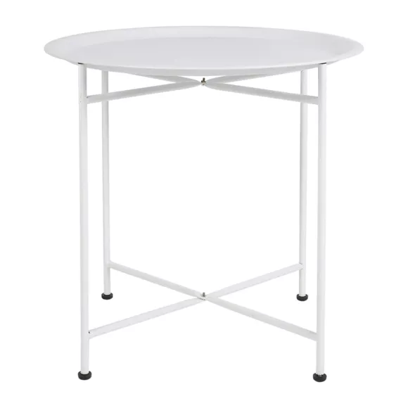 Mesa de apoyo tripode redonda en en metal (H50 cm) Blanco