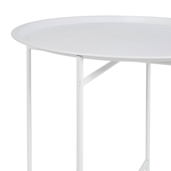 TABLE D'APPOINT MƒTAL BLANCHE Dim : D47xH50cm