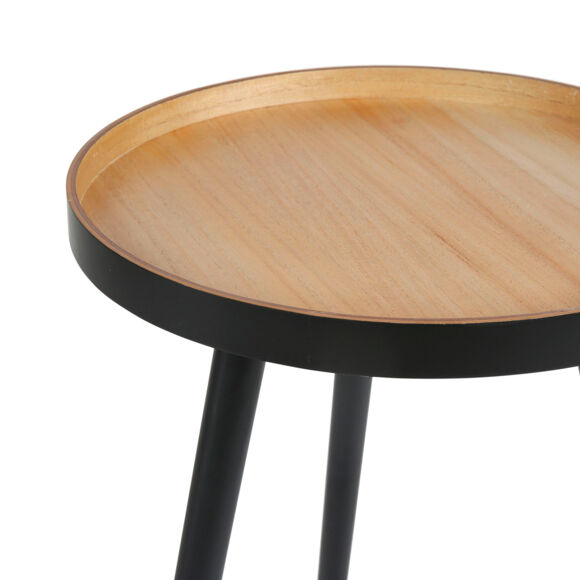 Tavolino trepiedi rotondo in legno (H49 cm) Nero