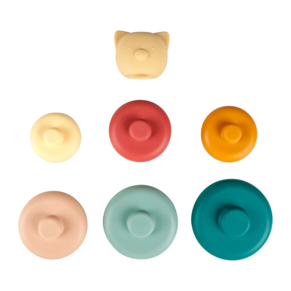 Tour d'anneaux à empiler bébé silicone (16 cm) Ours Multicolore