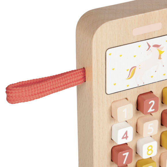 Kindertelefoon hout (11 cm) Phone Meerkleurig