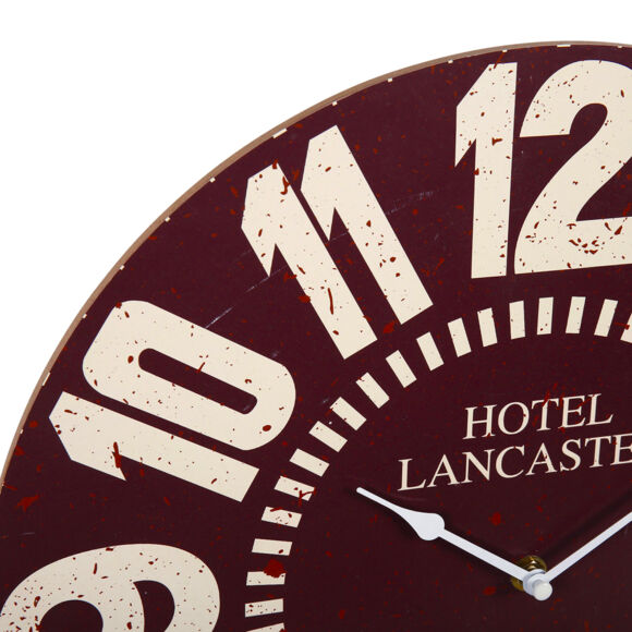 Reloj de pared madera (38 cm) Vintage Hôtel Rojo
