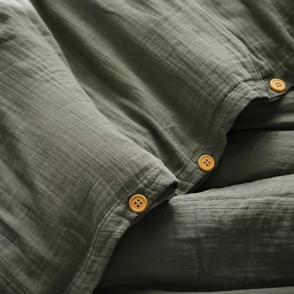 Housse de couette gaze de coton (140 cm) Gaïa Vert romarin 2