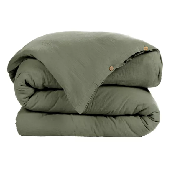 Housse de couette gaze de coton (140 cm) Gaïa Vert romarin 3