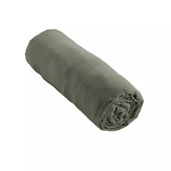 Lenzuolo con angoli garza di cotone (90 cm) Gaïa Verde rosmarino 3
