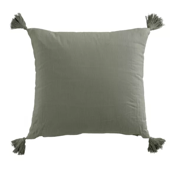 Cuscino quadrato garza di cotone (40 cm) Gaïa Verde rosmarino 3