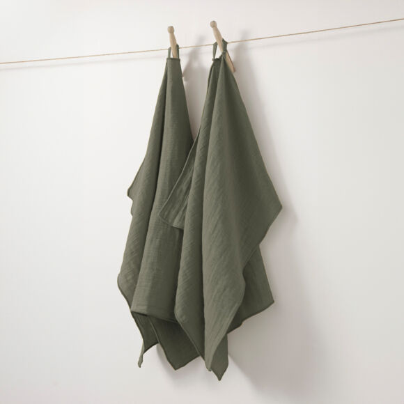 2er Set Handtücher aus Baumwoll-Gaze (70 cm) Gaïa Rosmaringrün