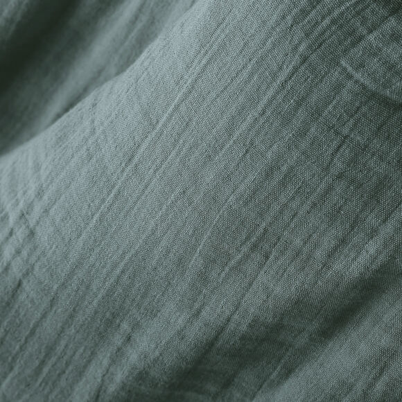 Nappe rectangulaire gaze de coton (L250 cm) Gaïa Bleu canard