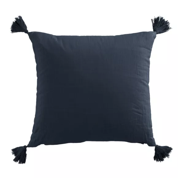 Coussin carré gaze de coton (40 cm) Gaïa Bleu nuit 3