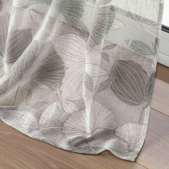 Vitrage linnennen effect (140 x 280 cm) Ginko Wit