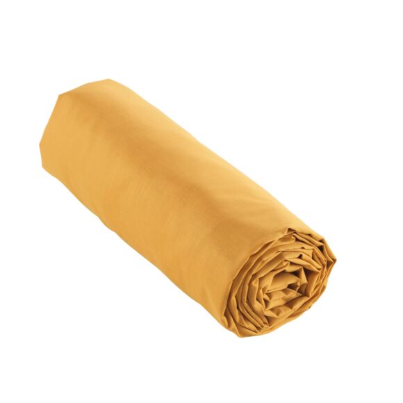 Drap housse percale de coton (90 x 200 cm) Cali Jaune moutarde