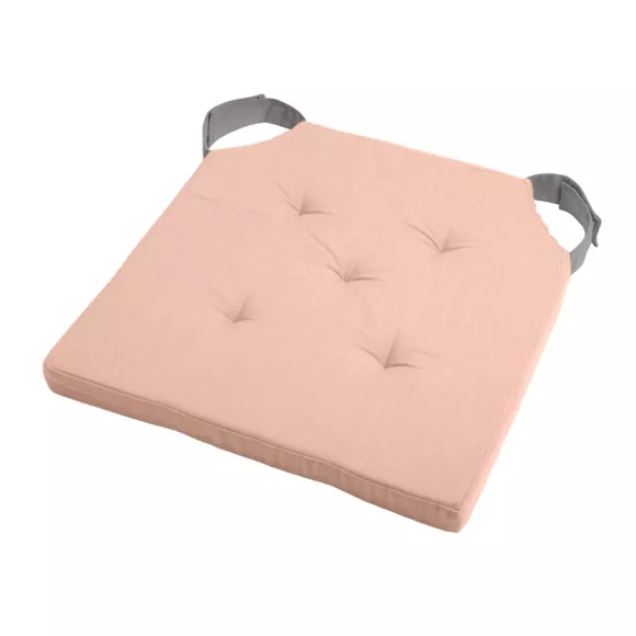 Galette de chaise scratch carrée Duo Rose poudré