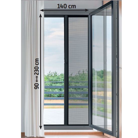 Mosquitera lateral para puerta ventana enrollable (140 x 230 cm) Moustyk Gris