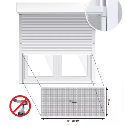 Moustiquaire fenêtre enroulable à cadre extensible (70/130 x 50 cm) Moustyk Gris