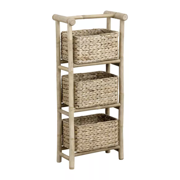 3-Körbe Regal aus Bambus und Wasserhyazinthe (H91 cm) Bali