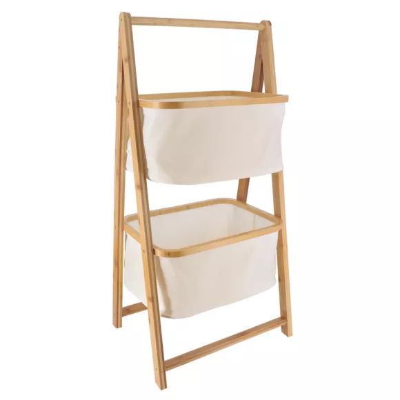 ETAGERE BAMBOU 2 PANIERS POLYESTER - NATUREL/BAMBOU