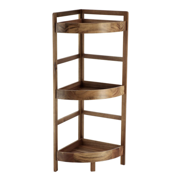 Mueble d'angle 3 estantes madera acacia (H86 cm) Lina Marrón