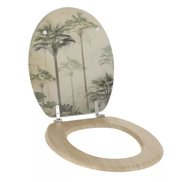 ABATTANT WC MDF 18 POUCES COUVERCLE DESIGN IMPRIMEE ET ASSISE FACON BOIS  ATTACHES ACIER INOXYDABLE - FLORIDA