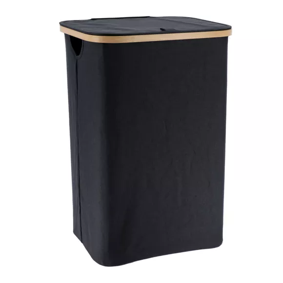 Wäschekorb rechteckig und faltbar (H60 cm) Purebamboo Schwarz