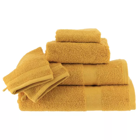 Lot de 2 gants de toilette coton (15 x 21 cm) Timeless Jaune moutarde