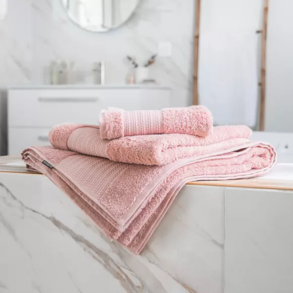 Serviette de bain coton bio (90 x 150 cm) Méline Rose pêche