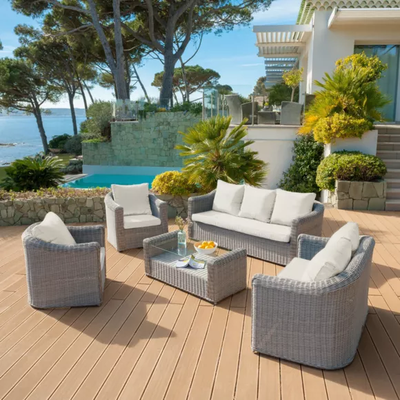 Housses de coussin de remplacement pour salon de jardin Calvi 7 places - Taupe 2