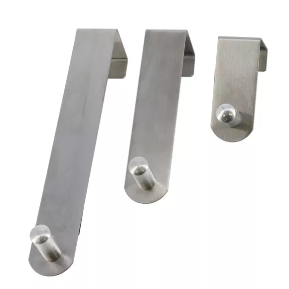 Juego de 3 Perchas  de puerta en acero inoxidable (H7-13-19 cm) Cromo