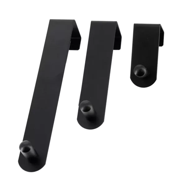 Juego de 3 Perchas  de puerta en acero inoxidable (H7-13-19 cm) Negro
