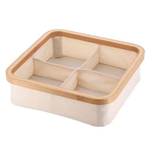 Organizer quadratisch faltbar 4-Fächer (L30 x H10 cm) Purebamboo Cremeweiß