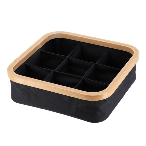 Organisateur carré pliable 9 compartiments (L30 x H10 cm) Purebamboo Noir
