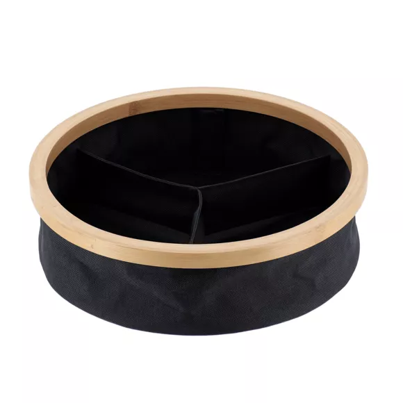 Organizador redondo plegable 3 compartimentos (D30 x H10 cm) Purebamboo Negro
