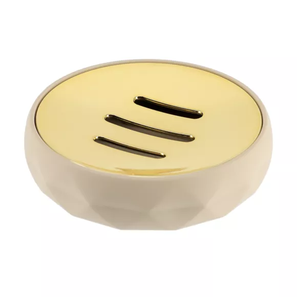SET GOBELET DISTRIBUTEUR A SAVON ET PORTE SAVON ABS + RUBBER - BEIGE