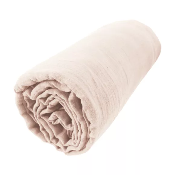 Drap housse gaze de coton (140 x 200 cm) Gaïa Rose poudré