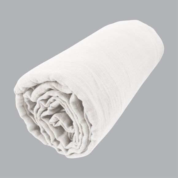 Drap housse gaze de coton (140 x 200 cm) Gaïa Blanc chantilly