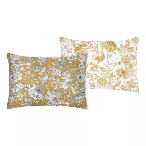 Funda de almohada rectangular en percal de algodón (50 x 70 cm) Jacinthe Amarillo mostaza