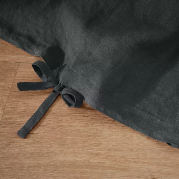 Housse de couette lin lavé (260 cm) Louise Gris ardoise
